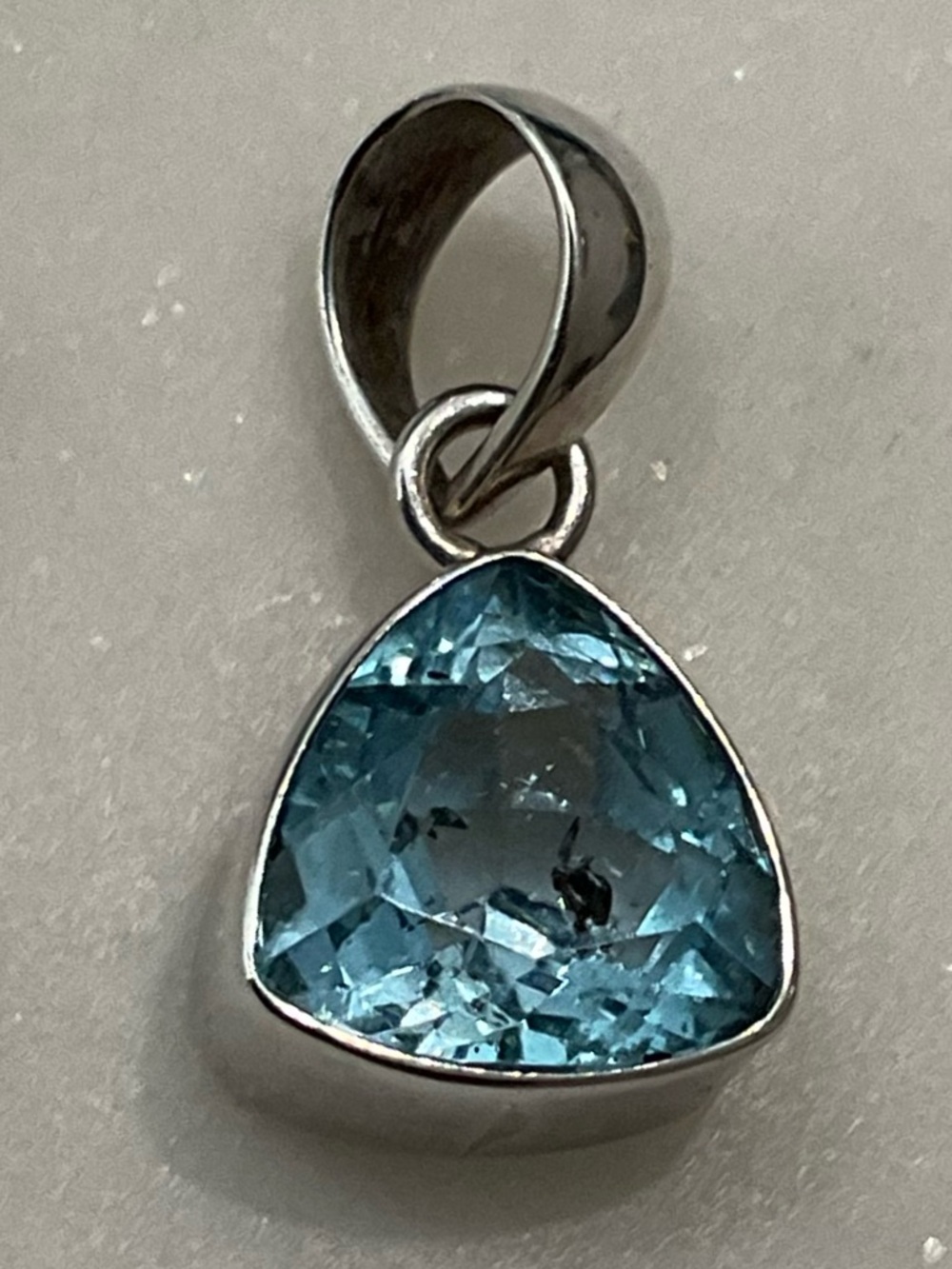 Blue Topaz Triangle Pendant in 925 Sterling Silver